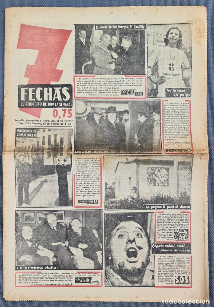 Coleccionismo de Revistas y Peri&oacute;dicos: PERIODICO 7 FECHAS 13 ENERO 1953 FRANCISCO FRANCO EL CAUDILLO WINSTON CHURCHILL