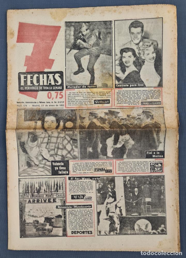 Collectionnisme de Revues et Journaux: PERIODICO 7 FECHAS 27 ENERO 1953 FALLERA DE VALENCIA - LESLIE GALLE CAROLE CARTER - DOMINGUIN