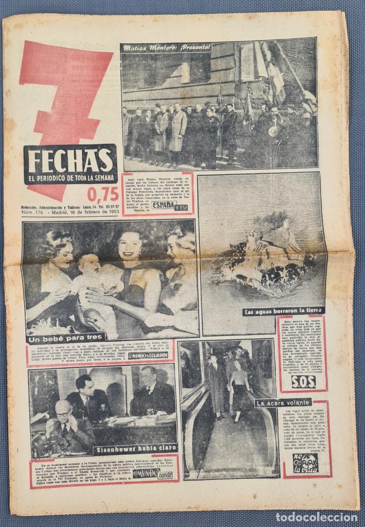 Collectionnisme de Revues et Journaux: PERIODICO 7 FECHAS 10 FEBRERO 1953 VIRGINIA MAYO JANET LEIGH RHONDA FLEMING - ESEINHOWER . ESCALERAS