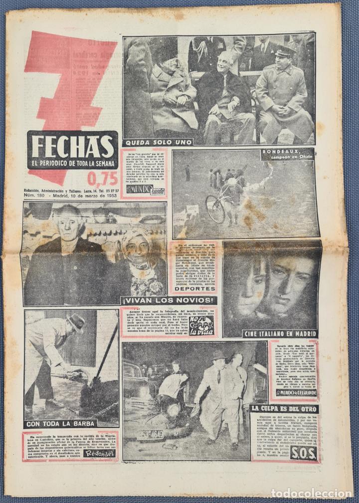 Coleccionismo de Revistas y Peri&oacute;dicos: PERIODICO 7 FECHAS 10 MARZO 1953 ANNA MAGNANI CHURCHILL - RONDEAUX CAMPEON DE O&Ntilde;ATE