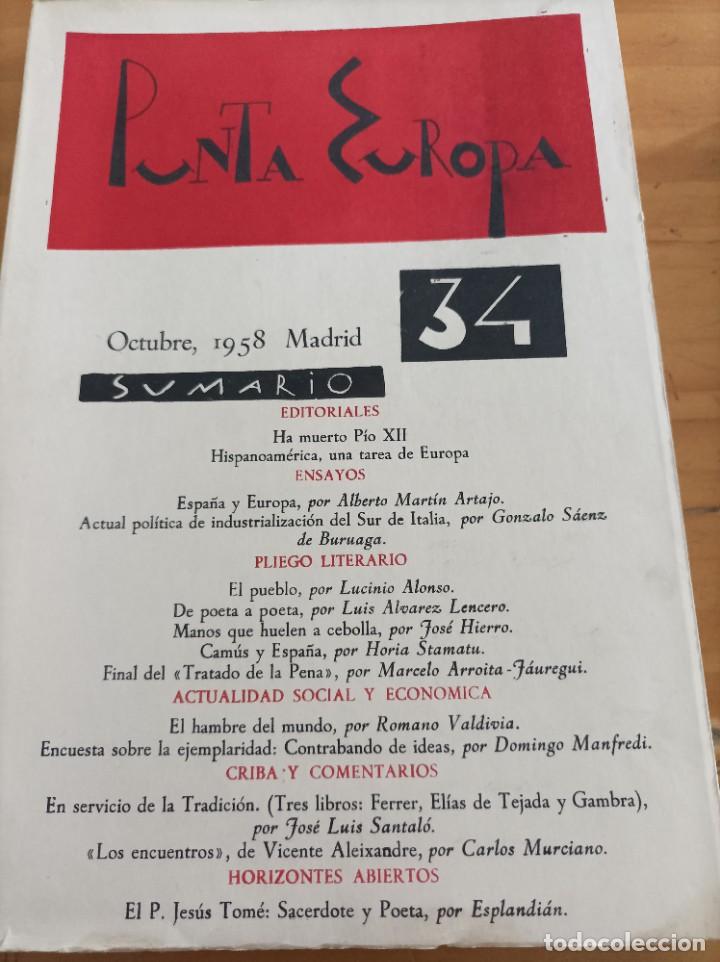 Collezionismo di Riviste e Giornali: REVISTA PUNTA EUROPA 34, OCTUBRE 1958,VER &Iacute;NDICE,143 PAG