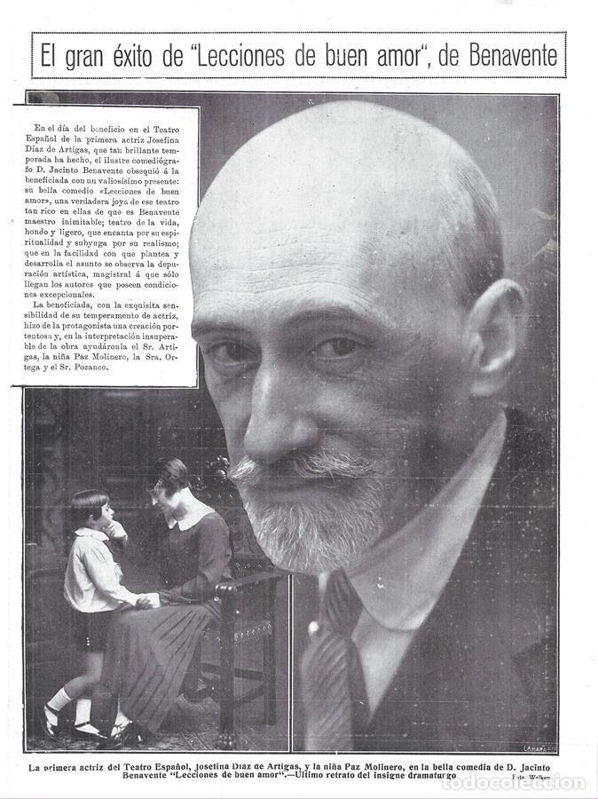 Coleccionismo de Revistas y Peri&oacute;dicos: 1924 HOJA REVISTA MADRID TEATRO ESPA&Ntilde;OL GRAN &Eacute;XITO DE 'LECCIONES DE BUEN AMOR' DE JACINTO BENAVENTE