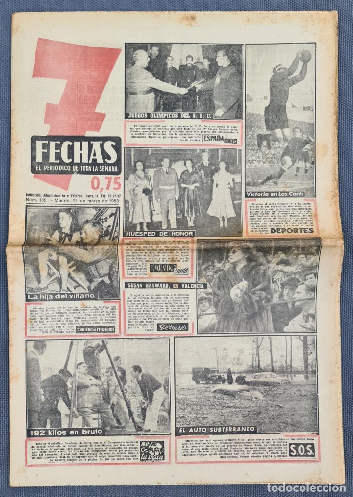 Collectionnisme de Revues et Journaux: PERIODICO 7 FECHAS 24 MARZO 1953 SUSAN HAYWARD RICHARD WIDMARK - FRANCISCO FRANCO - FC BARCELONA