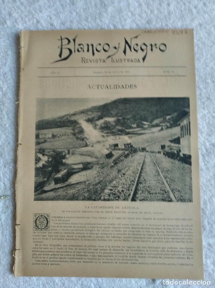 Coleccionismo de revistas y peri&oacute;dicos: BLANCO Y NEGRO. N&ordm; 117. A&Ntilde;O 1893. LA CAT&Aacute;STROFE DE ANZUOLA. VILLAAMIL Y EL NAUTILUS. TEATROS... LEER