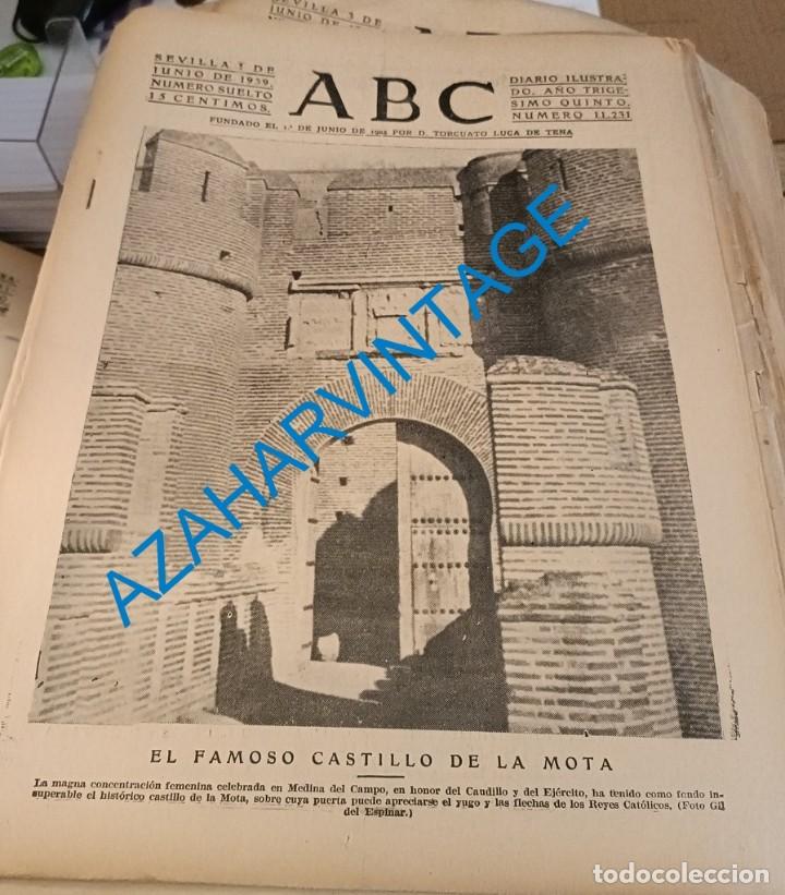 Coleccionismo de Revistas y Peri&oacute;dicos: ABC 1 DE JUNIO DE 1939 SEVILLA,20 PAGINAS, PORTADA EL CASTILLO DE LA MOTA,MEDINA DEL CAMPO,ETC