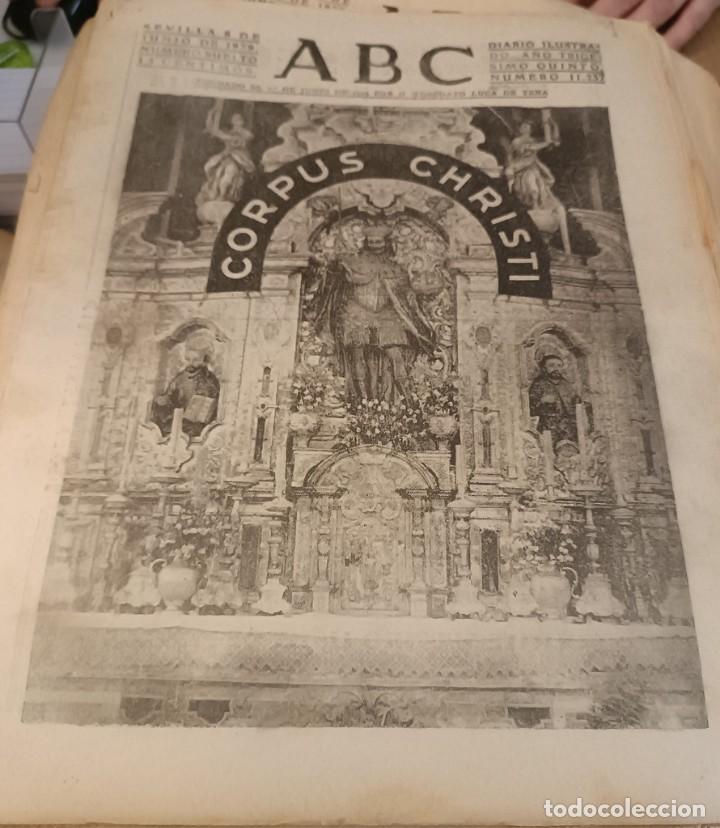 Colecionismo de Revistas e Jornais: ABC SEVILLA, 8 JUNIO 1939, CORPUS CHRISTI, HOMENAJE HERMANO MAYOR ROCIO,ETC.21 PAGINAS