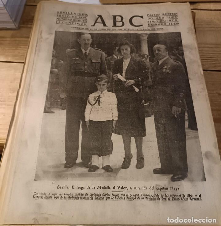 Coleccionismo de Revistas y Peri&oacute;dicos: ABC SEVILLA, 10 JUNIO 1939,MEDALLA AL VALOR CAPITAN HAYA,CONDECORACIONES AVIADORES, ETC...19 PAGINAS