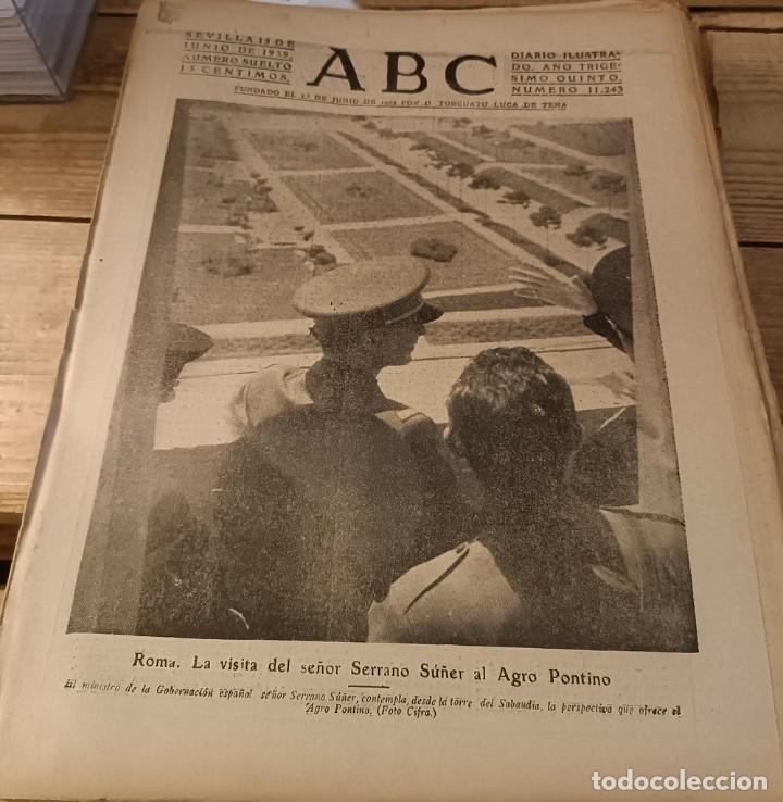 Coleccionismo de Revistas y Peri&oacute;dicos: ABC SEVILLA, 15 JUNIO 1939, INAUGURACION HOGAR LEGIONARIO, LA SANTINA CAMINO DE COVADONGA,ETC..19 PG