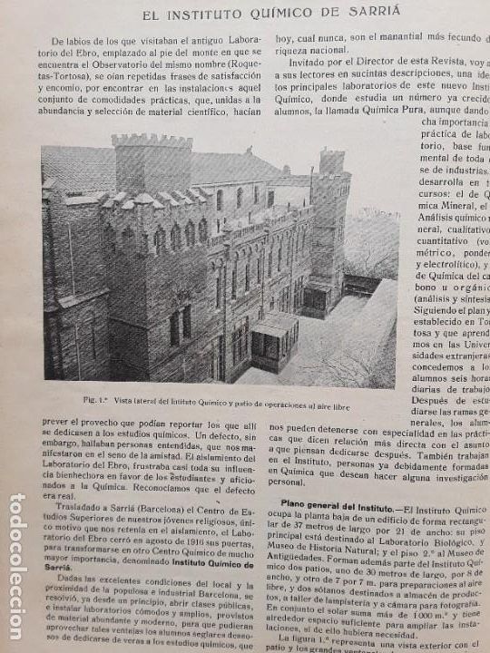 Sammeln von Zeitschriften und Zeitungen: EL INSTITUTO QUIMICO DE SARRIA BARCELONA LABORATORIO PLANO GENERAL BIBLIOTECA CLASE REVISTA A&Ntilde;O 1919
