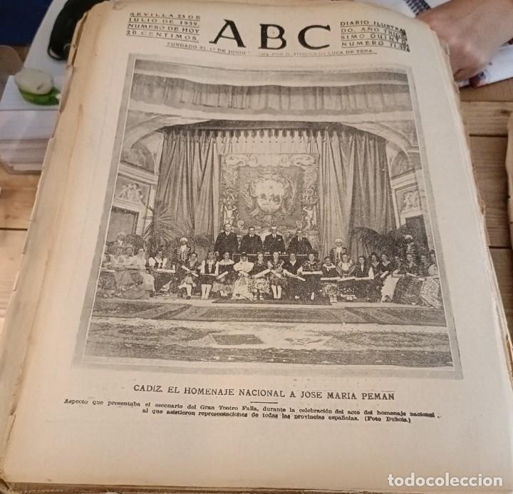 Coleccionismo de Revistas y Peri&oacute;dicos: ABC SEVILLA, 23 JULIO 1939, HOMENAJE A YAGUE, FONT DE ANTA MISA GRAN PODER, ETC..23 PAGINAS