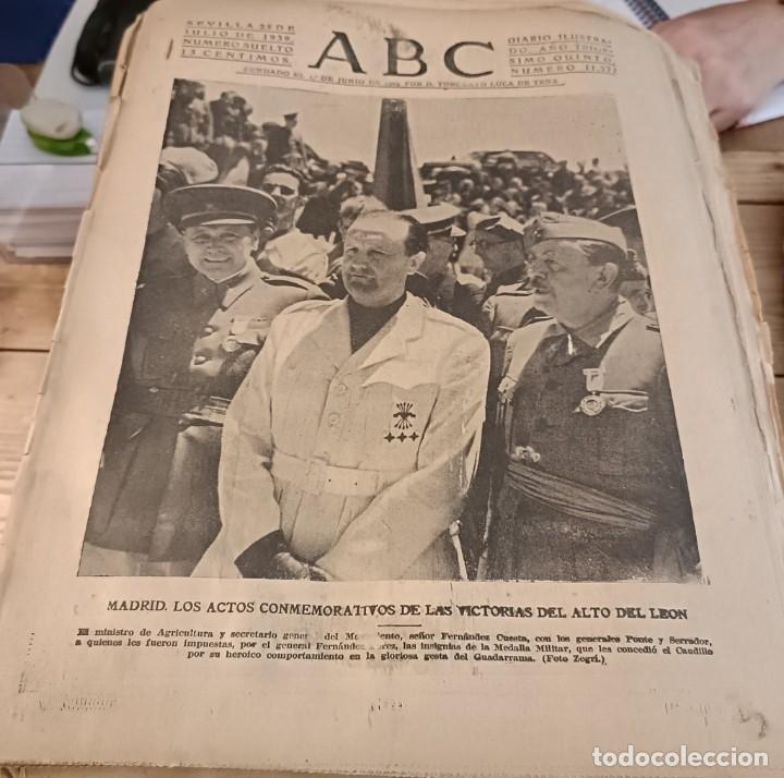 Coleccionismo de Revistas y Peri&oacute;dicos: ABC SEVILLA, 25 JULIO 1939, INCENDIO PALACIO ARZOBISPAL TOLEDO, ONESIMO REDONDO, ETC..21 PAGINAS