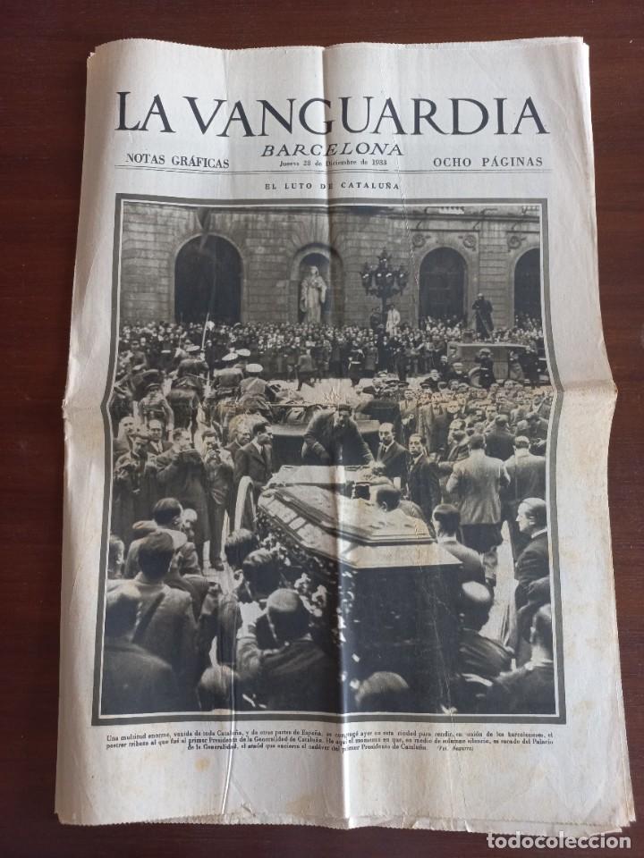 Coleccionismo de revistas y peri&oacute;dicos: la vanguardia, ocho p&aacute;ginas 28-12-1933. El luto de Catalu&ntilde;a