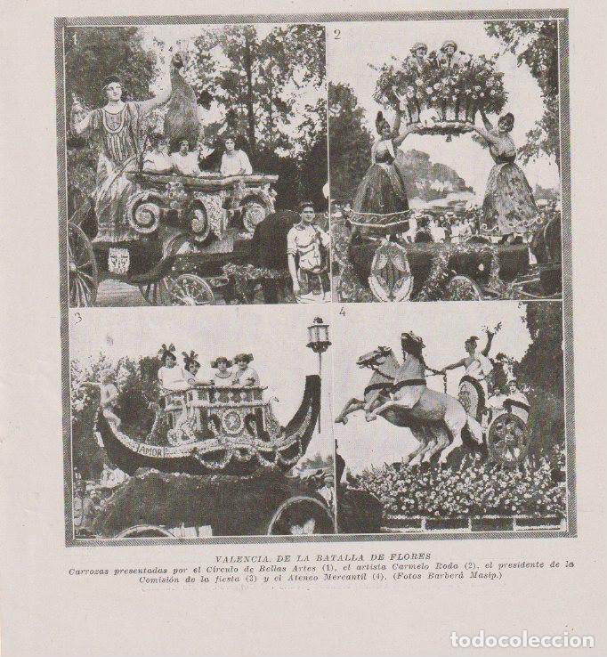 Coleccionismo de Revistas y Peri&oacute;dicos: * VALENCIA * Batalla de Flores, carroza del C&iacute;rculo de Bellas Artes y Ateneo Mercantil - 1922