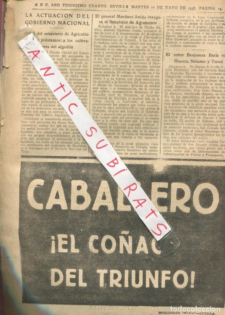 Coleccionismo de Revistas y Peri&oacute;dicos: PERIODICO ABC A&Ntilde;O 1938 GUERRA CIVILCULTIVADORES DE ALGODONSANATORIO DE AGRAMONTE BENJUMEA BURIN