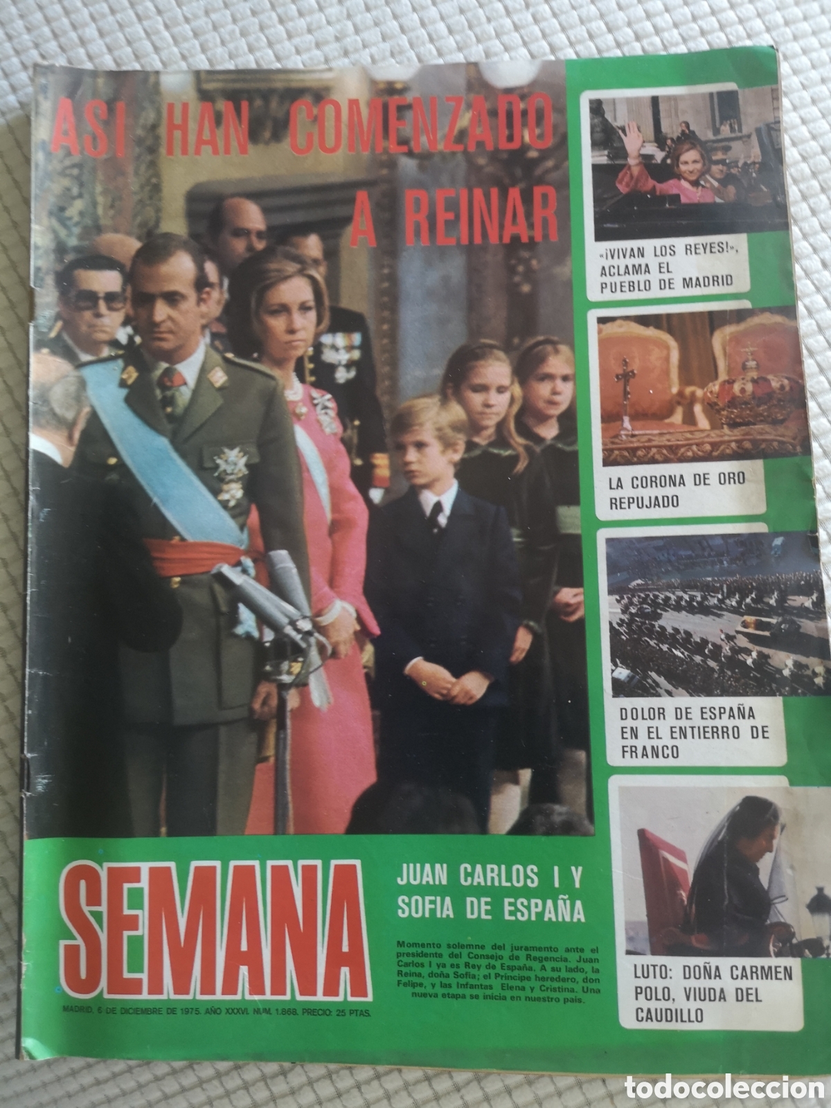 Coleccionismo de Revistas y Peri&oacute;dicos: REVISTA SEMANA N&deg; 1868 ASI HAN COMENZADO A REINAR Juan Carlos I y Sof&iacute;a de Espa&ntilde;a 1975