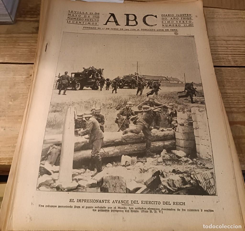 Coleccionismo de Revistas y Peri&oacute;dicos: ABC SEVILLA, 23 MAYO 1940, WWII, TROPAS ALEMANAS CANAL DE LA MANCHA,CORDOBA,ETC...15 PAGINAS