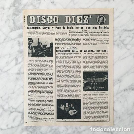 Coleccionismo de revistas y peri&oacute;dicos: REPORTAJE - JOHN McLAUGHLIN, LARRY CORYELL Y PACO DE LUCIA - 1979