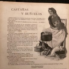 Coleccionismo de Revistas y Periódicos: CASTAÑAS Y BUÑUELOS, TEXTO DE EUSEBIO BLASCO, ILUSTRACIÓN DE M. BRINGA 1897 HOJA REVISTA. Lote 365307451