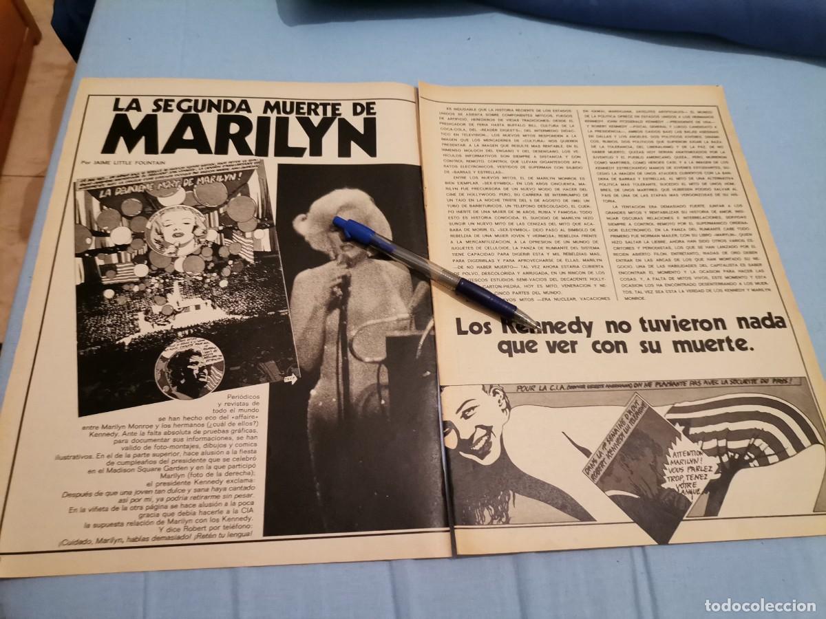 Coleccionismo de revistas y peri&oacute;dicos: LA SEGUNDA MUERTE DE MARILYN MONROE RECORTE REVISTA 3 PAGINAS 1973