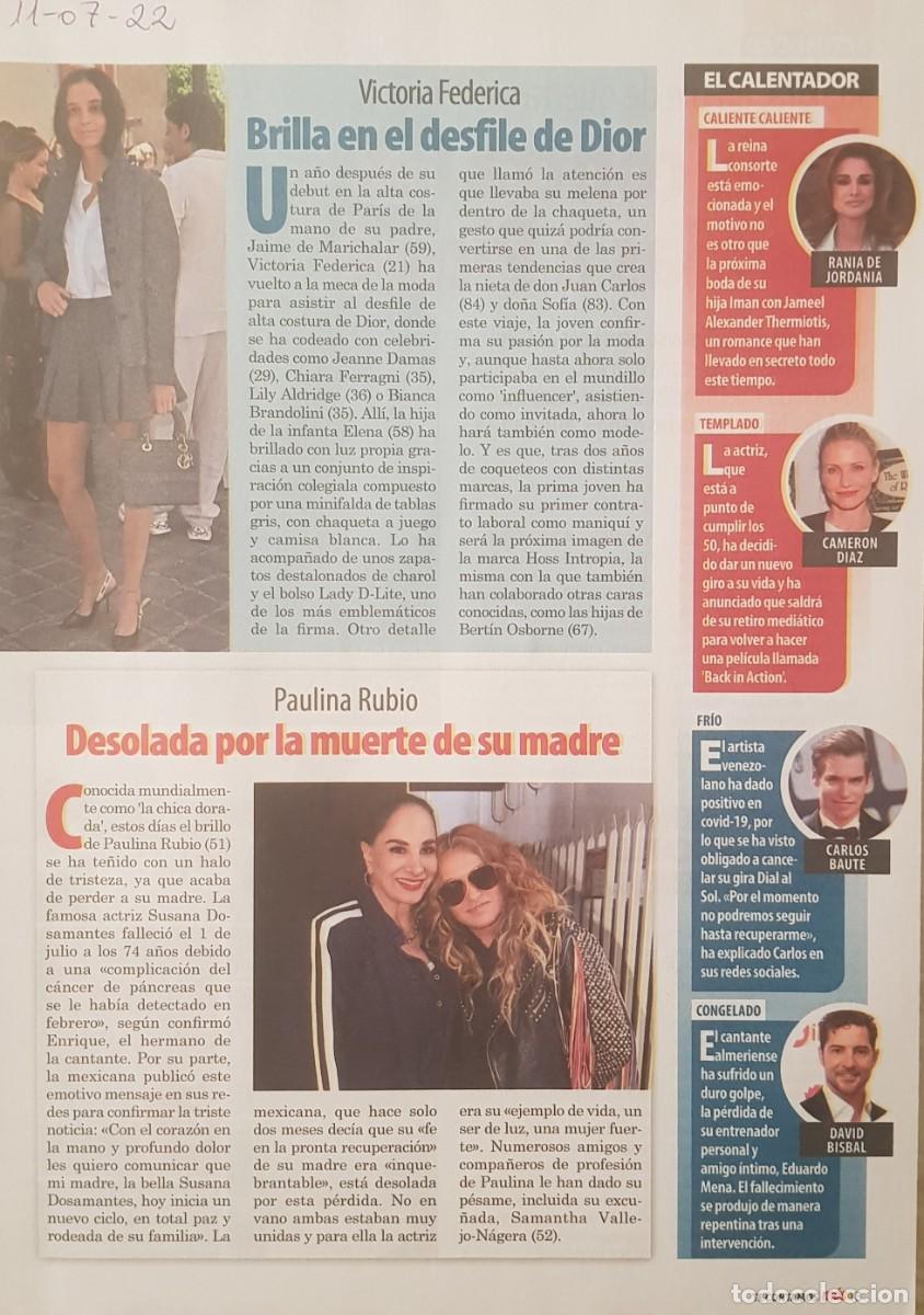 Sammeln von Zeitschriften und Zeitungen: Reportaje Paulina Rubio 11.07.2022