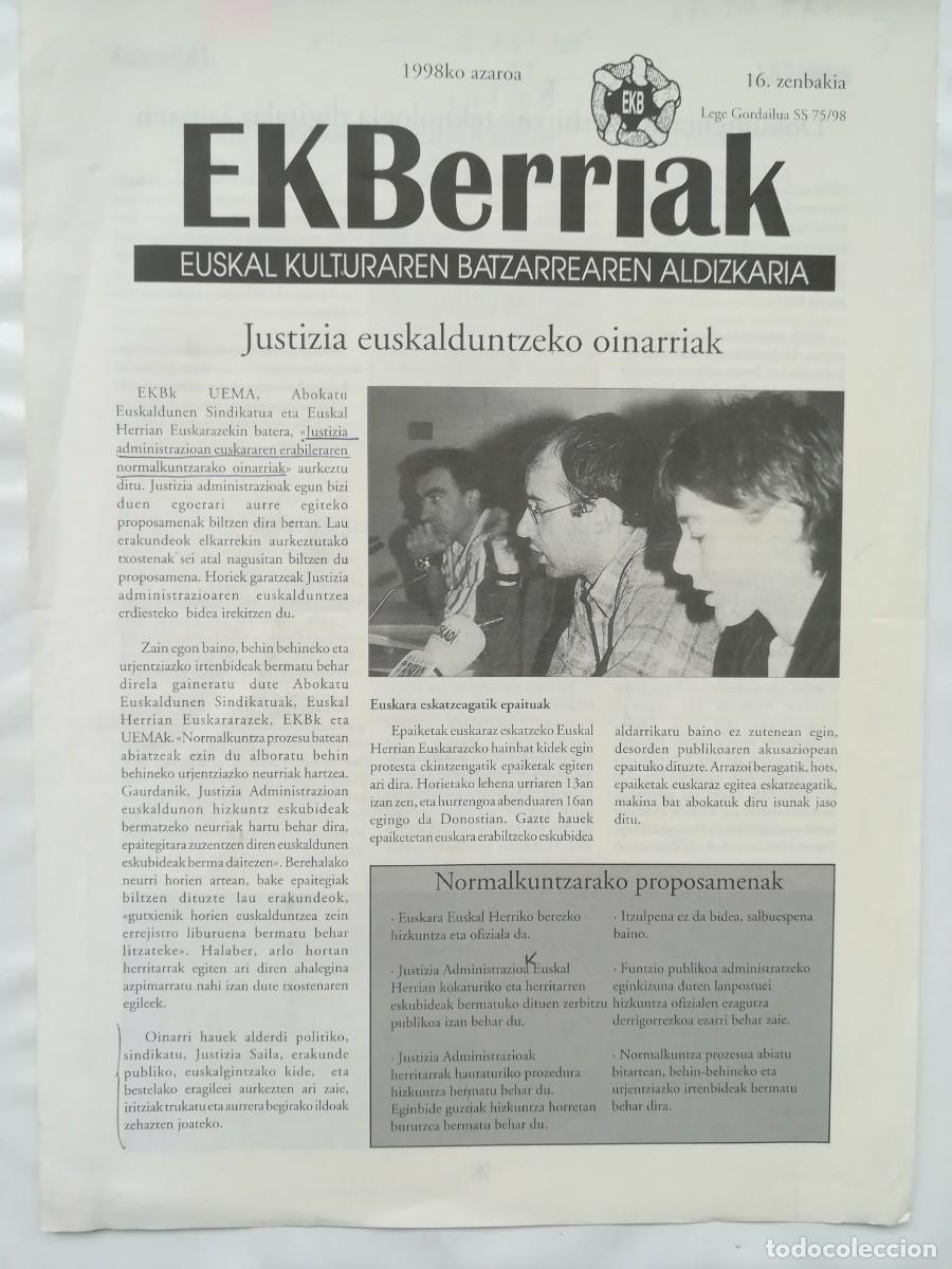 Collectionnisme de Revues et Journaux: Euskadi, izquierda abertzale. EKBerriak. Revista de cultura vasca. azaroa 1998. n&ordm;16