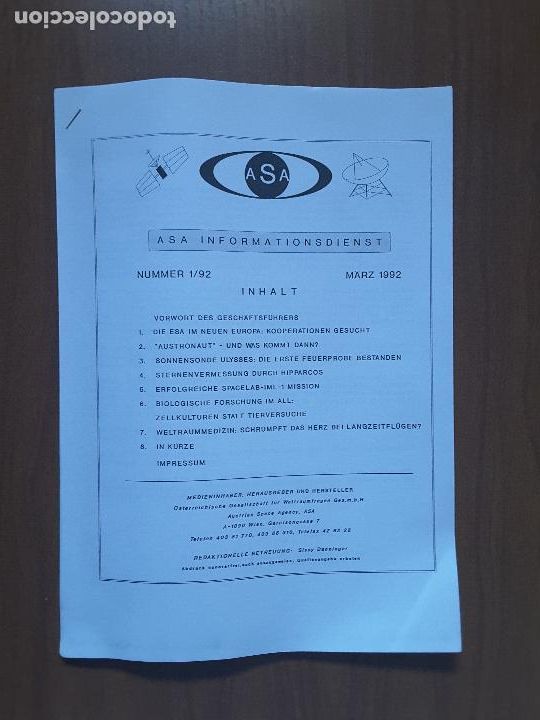 Collection Magazines and Newspapers: Bolet&iacute;n de la Asociaci&oacute;n Astron&aacute;utica de Austria 1/92