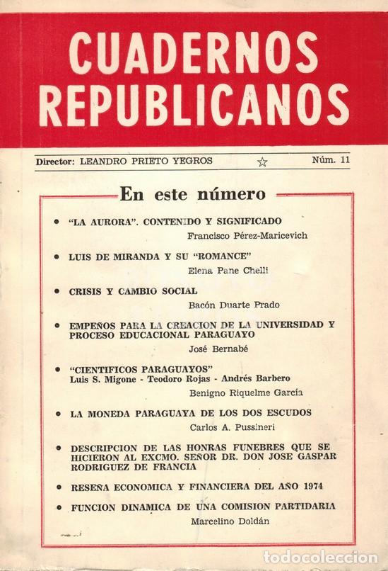 Coleccionismo de Revistas y Peri&oacute;dicos: PRIETO YEGROS, Leandro [Director]. Cuadernos republicanos (Paraguay). N&uacute;m. 11