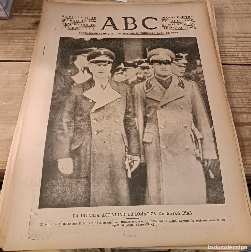 Coleccionismo de Revistas y Peri&oacute;dicos: ABC SEVILLA, 16 MARZO 1940, WWII, SEMANA SANTA SEVILLA SANTO ENTIERRO, ETC,,15 PAGINAS