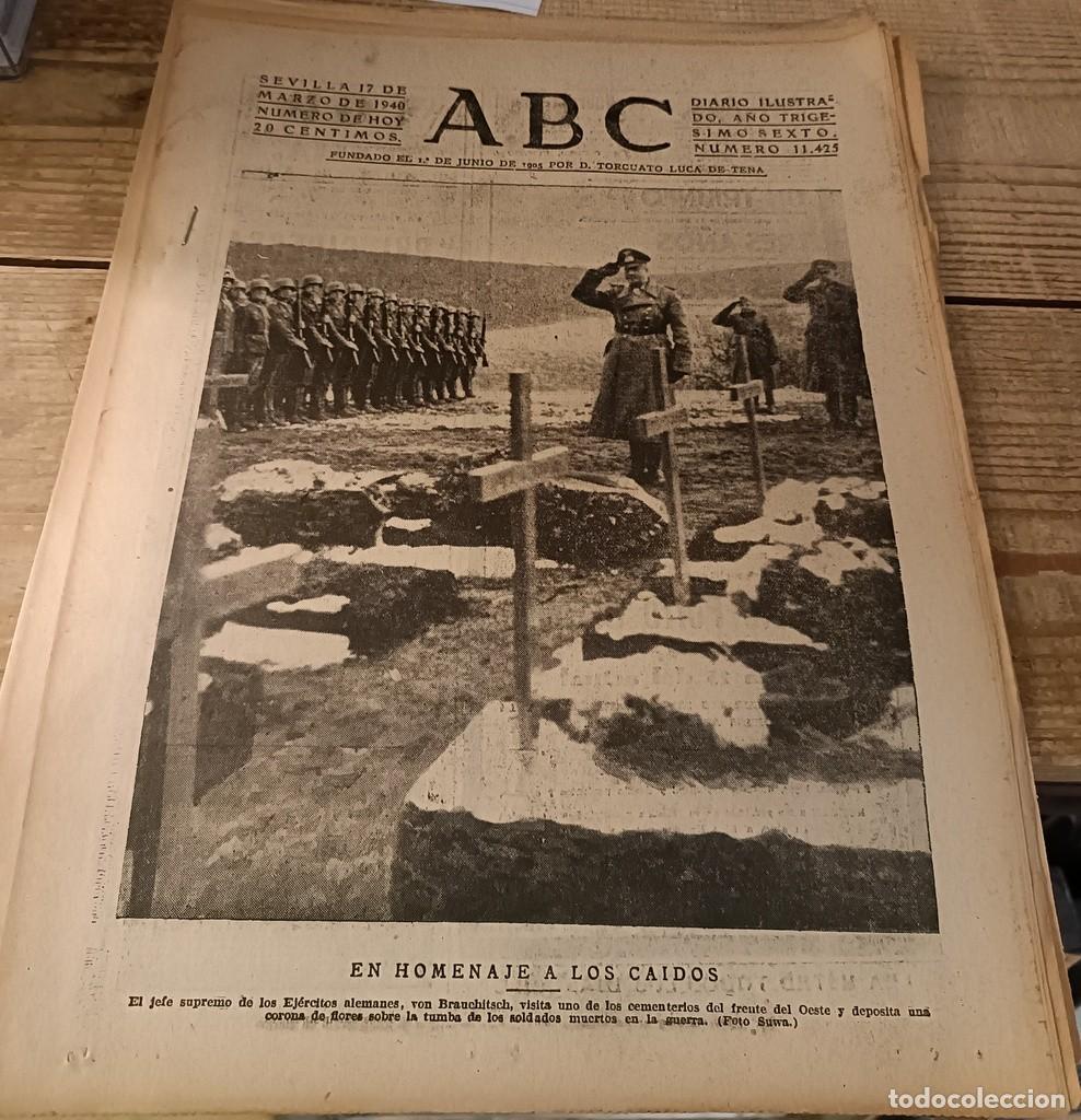 Coleccionismo de Revistas y Peri&oacute;dicos: ABC SEVILLA, 17 MARZO 1940, WWII, SEMANA SANTA SEVILLA, ETC,,15 PAGINAS