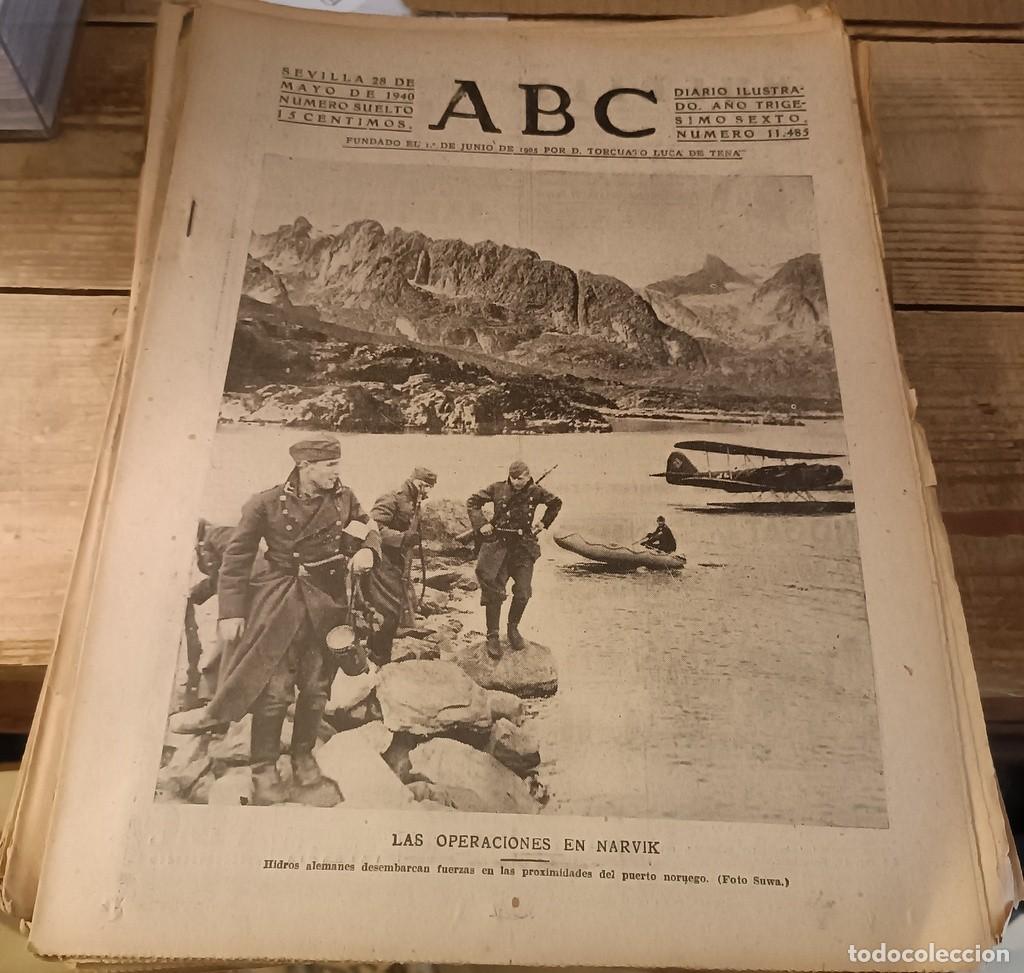 Coleccionismo de Revistas y Peri&oacute;dicos: ABC SEVILLA, 28 MAYO 1940, WWII, TOMA DE CALAIS, BETIS - SEVILLA,F.C., ETC,,,15 PAGINAS