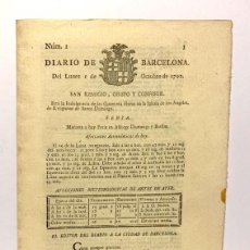 Coleccionismo de Revistas y Periódicos: DIARIO DE BARCELONA . 1 OCTUBRE 1792. Lote 366801136