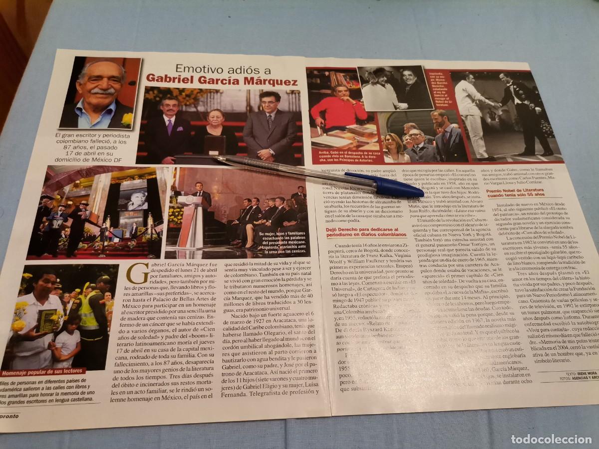 Coleccionismo de revistas y peri&oacute;dicos: EMOTIVO ADI&Oacute;S A GABRIEL GARC&Iacute;A M&Aacute;RQUEZ ESCRITOR Y PERIODISTA RECORTE REVISTA 2 PAGINAS 2014