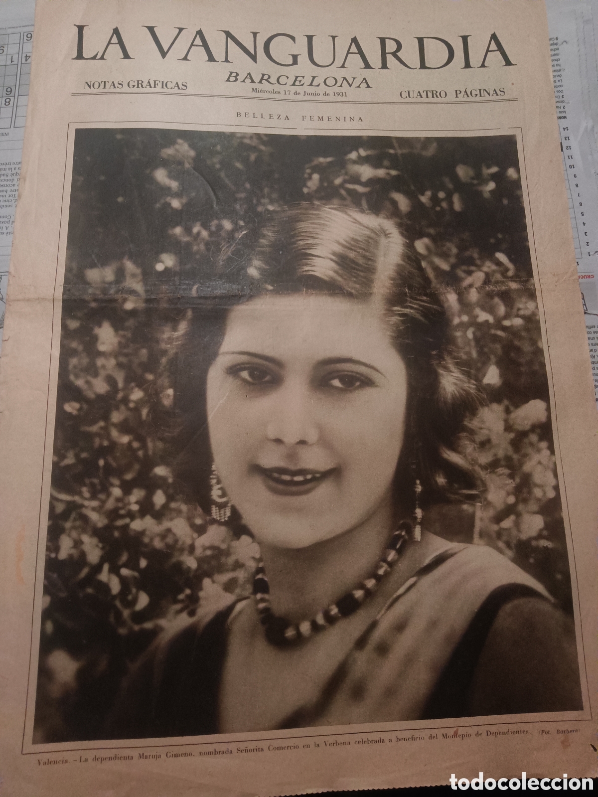Coleccionismo de Revistas y Peri&oacute;dicos: LA VANGUARDIA BELLEZA FEMENINA, LA MUERTE DE SANTIAGO RUSI&Ntilde;OL 17 JUNIO 1931