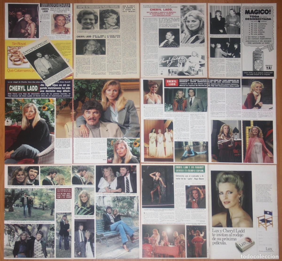 Coleccionismo de Revistas y Peri&oacute;dicos: CHERYL LADD lote prensa spain clippings 1970s/90s photos Charlie's Angels TV Angeles de Charlie