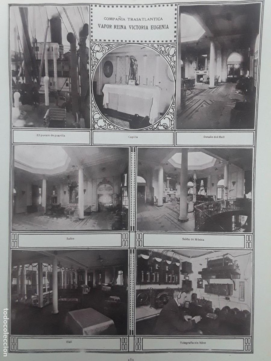 Collection Magazines and Newspapers: COMPA&Ntilde;IA TRASATLANTICA VAPOR REINA VICTORIA EUGENIA CAPITAN JOSE CASTELLA 4 HOJAS 1913