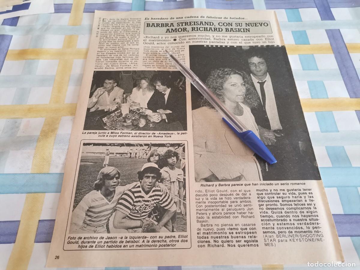 Coleccionismo de Revistas y Peri&oacute;dicos: BARBRA STREISAND NUEVO AMOR RICHARD BASKIN RECORTE REVISTA 1984