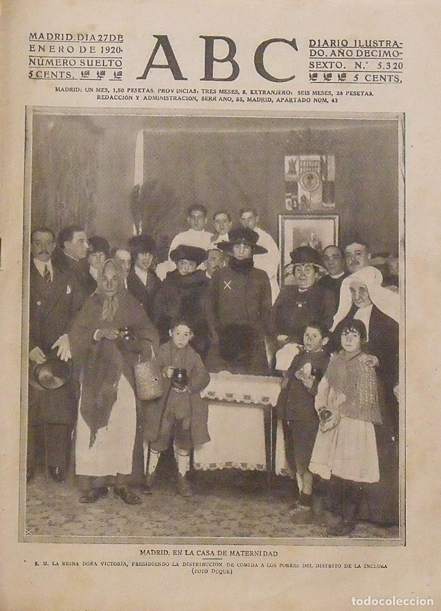 Coleccionismo de Revistas y Peri&oacute;dicos: ABC. Madrid. 27 enero 1920. La Reina Do&ntilde;a Vicoria. Casa Maternidad. 32x24 cm. 24 p&aacute;ginas.