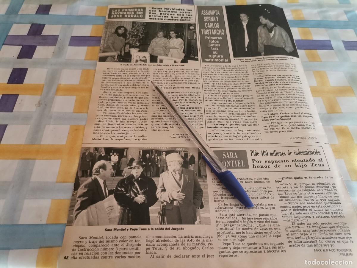 Coleccionismo de revistas y peri&oacute;dicos: SARA MONTIEL, ASSUMPTA SERNA REVERSO ELENA ARBEDO, GLORIA VISERAS RECORTE REVISTA 1985