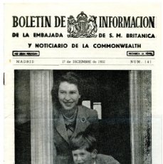 Coleccionismo de Revistas y Periódicos: BOLETÍN DE INFORMACIÓN DE LA EMBAJADA BRITÁNICA, 1952 A 1963, LOTE 41 BOLETINES. Lote 367720054
