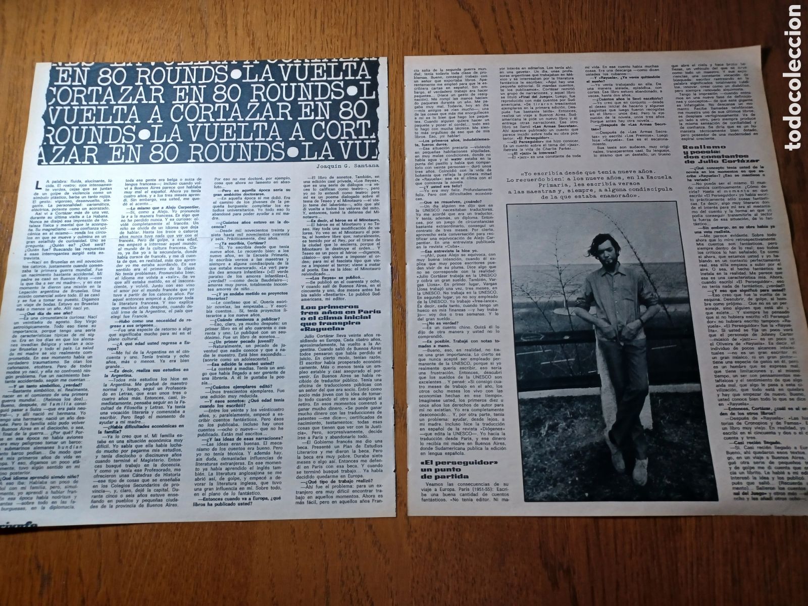 Coleccionismo de Revistas y Peri&oacute;dicos: ENTREVISTA A JULIO CORTAZAR . A&Ntilde;O 1971. 4 PAGINAS 2 FOTOS