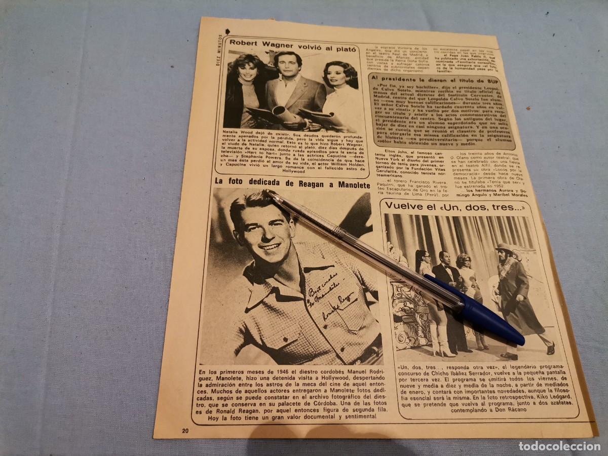 Coleccionismo de Revistas y Peri&oacute;dicos: PROGRAMA UN, DOS, TRES CHICHO IB&Aacute;&Ntilde;EZ, MANUEL RODR&Iacute;GUEZ MANOLETE, ROBERT WAGNER RECORTE REVISTA 1982