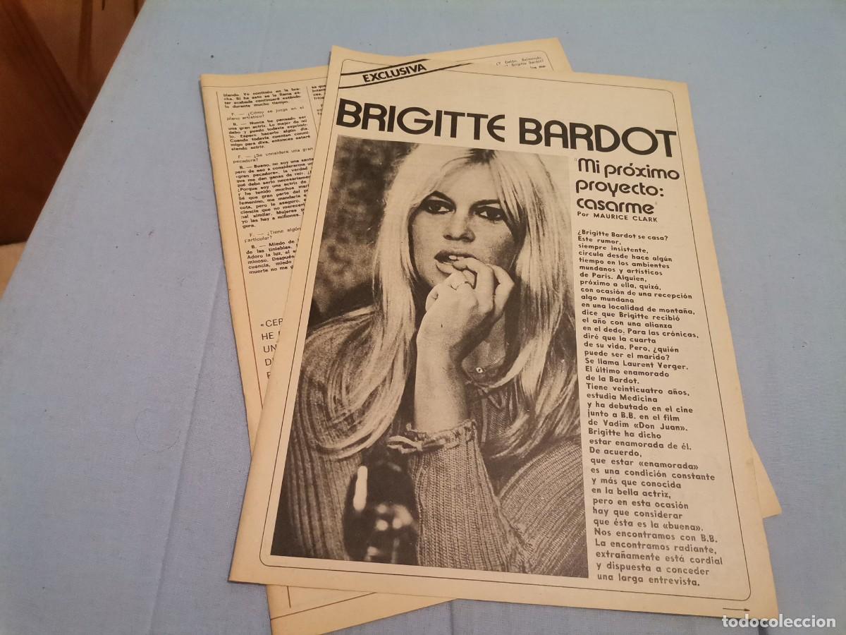 Coleccionismo de Revistas y Peri&oacute;dicos: EXCLUSIVA BRIGITTE BARDOT MI PR&Oacute;XIMO PROYECTO CASARME RECORTE REVISTA 3 PAGINAS 1973