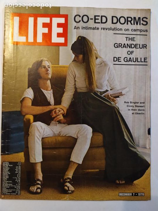 Coleccionismo de Revistas y Peri&oacute;dicos: LIFE DECEMBER 7 1970 CO-ED DORMS DE GAULLE ROB SINGLER CINDY STEWART
