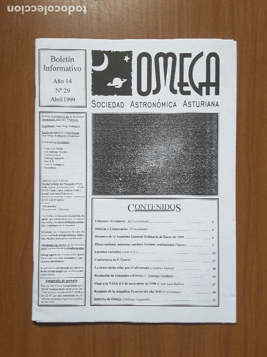 Collectionnisme de Revues et Journaux: Omega 29 - Bolet&iacute;n Sociedad Astron&oacute;mica Asturiana