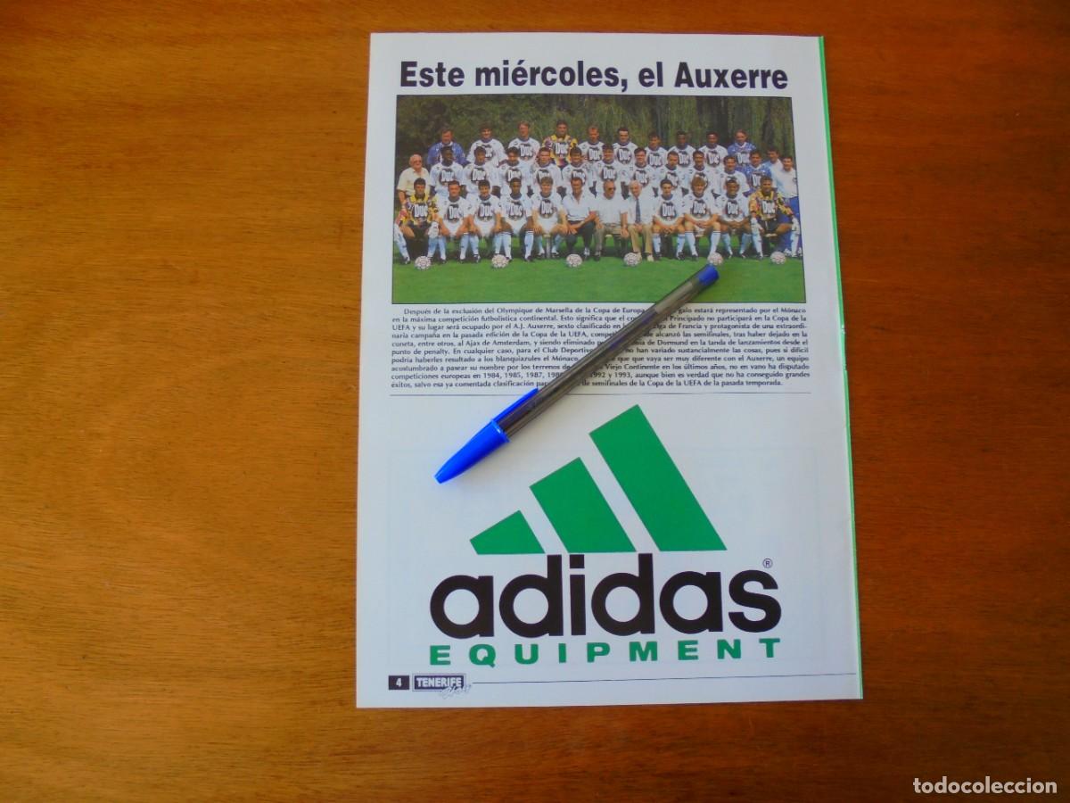 Coleccionismo de revistas y peri&oacute;dicos: RETAL 1993: AUXERRE PR&Oacute;XIMO RIVAL DEL CD TENERIFE - PUBLICIDAD ADIDAS