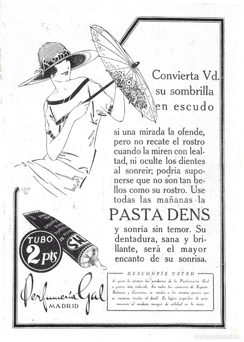 Coleccionismo de Revistas y Peri&oacute;dicos: 1924 HOJA REVISTA PUBLICIDAD ANUNCIO PERFUMER&Iacute;A GAL PASTA DENT&Iacute;FRICA DENS