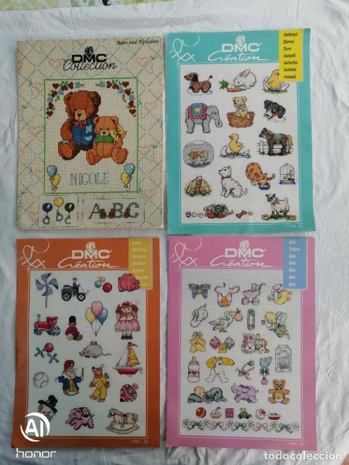 Collection Magazines and Newspapers: 4 HOJAS DE PATRONES DMC PUNTO DE CRUZ. MOTIVOS INFANTILES, ALFABETOS Y ANIMALES.