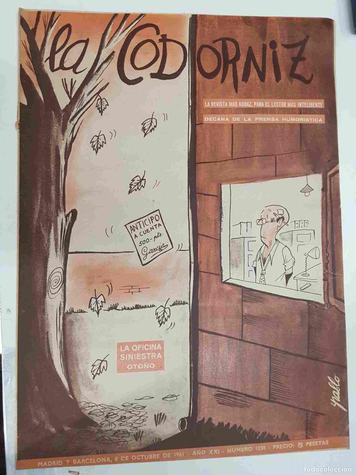 Coleccionismo de Revistas y Peri&oacute;dicos: Revista la Codorniz: num 1038 A&ntilde;o XXI, 8 de Octubre de 1961 - La oficina siniestra, oto&ntilde;o