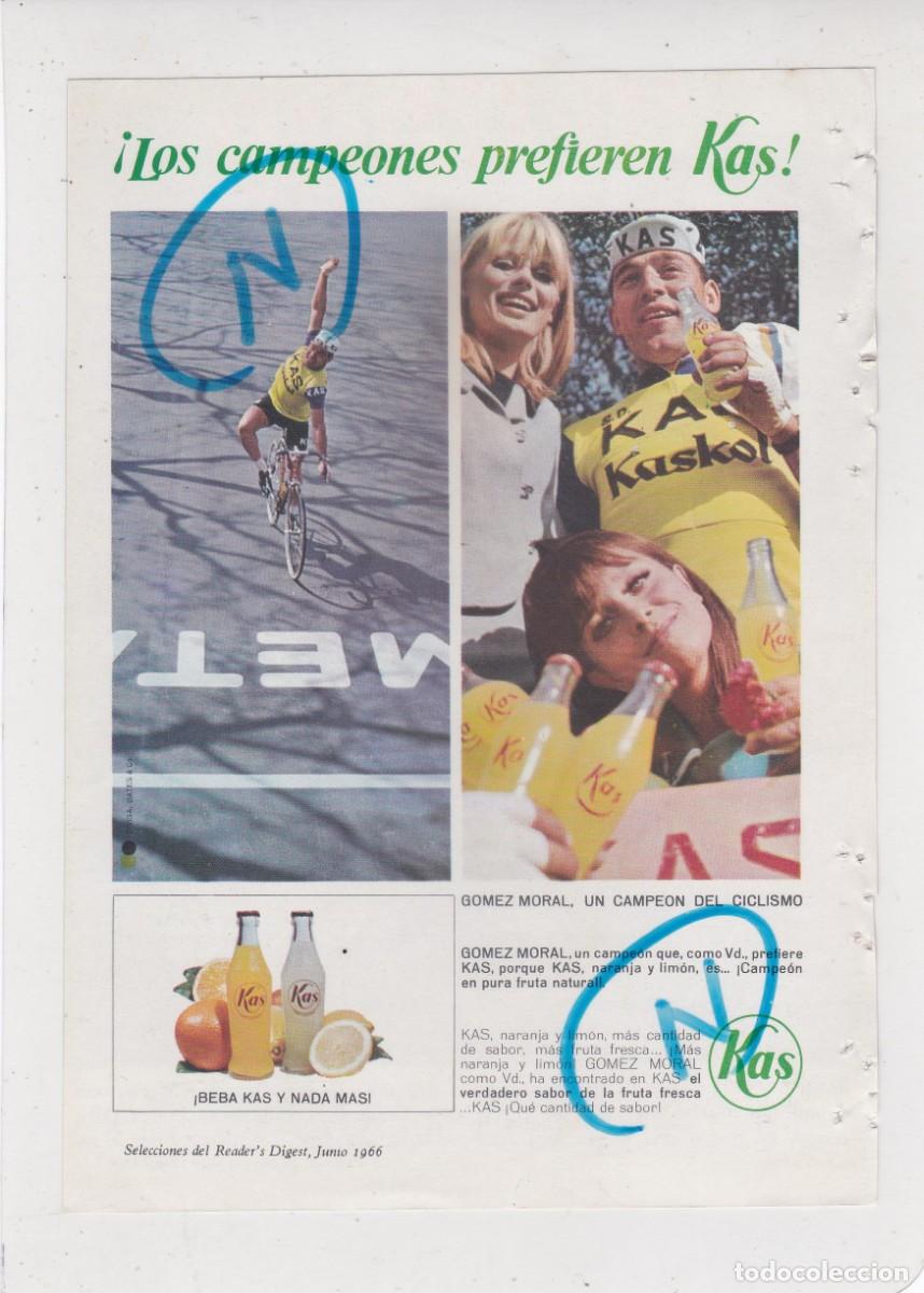 Coleccionismo de Revistas y Peri&oacute;dicos: PUBLICIDAD T 1966. ANUNCIO KAS. CICLISTA ANTONIO GOMEZ DEL MORAL - PELIKAN (REVERSO)