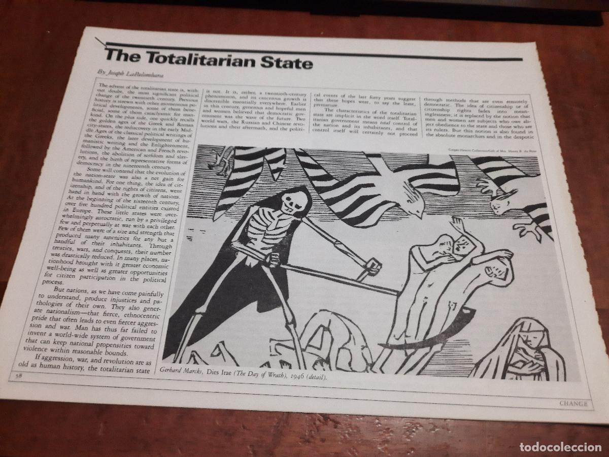 Collection Magazines and Newspapers: THE TOTALITARIAN STATE. JOSEPH LAPALOMBARA ART&Iacute;CULO EXTAIDO DE REVISTA INGL&Eacute;S 2 P&Aacute;GINAS. BUEN ESTADO